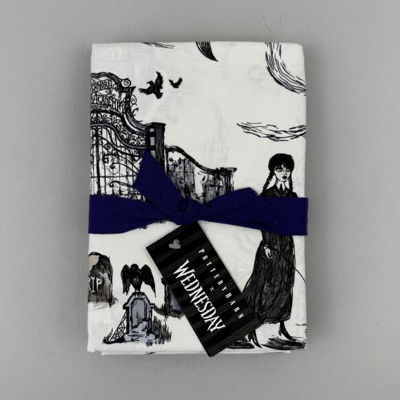 Pottery Barn x Wednesday Pillowcases Set 2 Standard Nevermore Academy Halloween - Picture 1 of 7